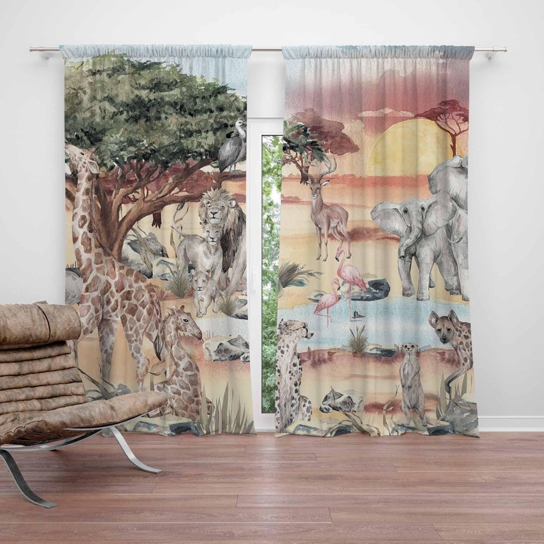 Baby Nursery Blackout Curtains - Safari Tiere Vorhang Kinder Schlafzimmer Kinderzimmer