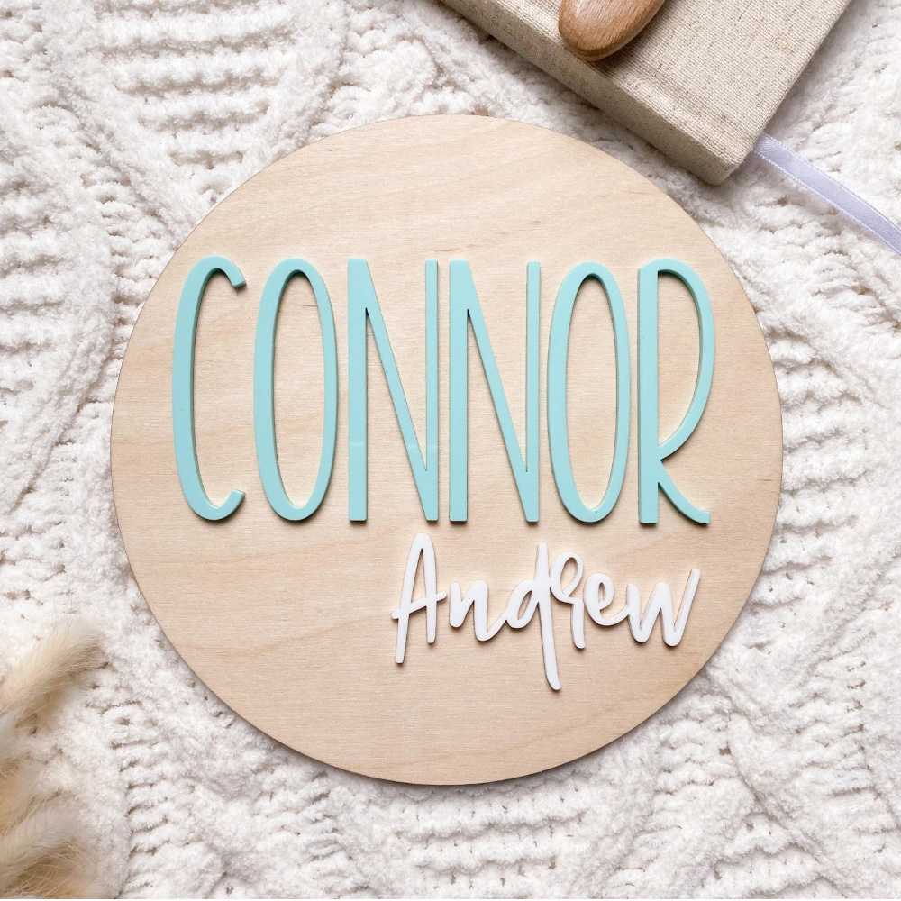 Baby Nursery Baby - Personalisiertes Geburtsankündigungsschild – Babynamenschild aus Holz