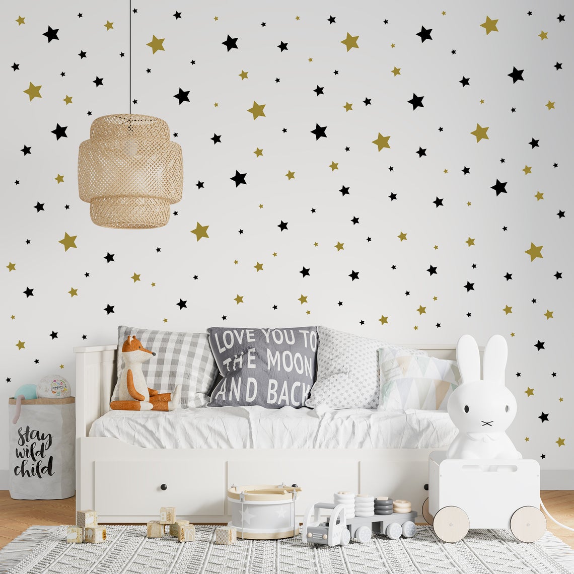 Baby Nursery Design - Cartoon 65Pcs Stern Wand Aufkleber Baby