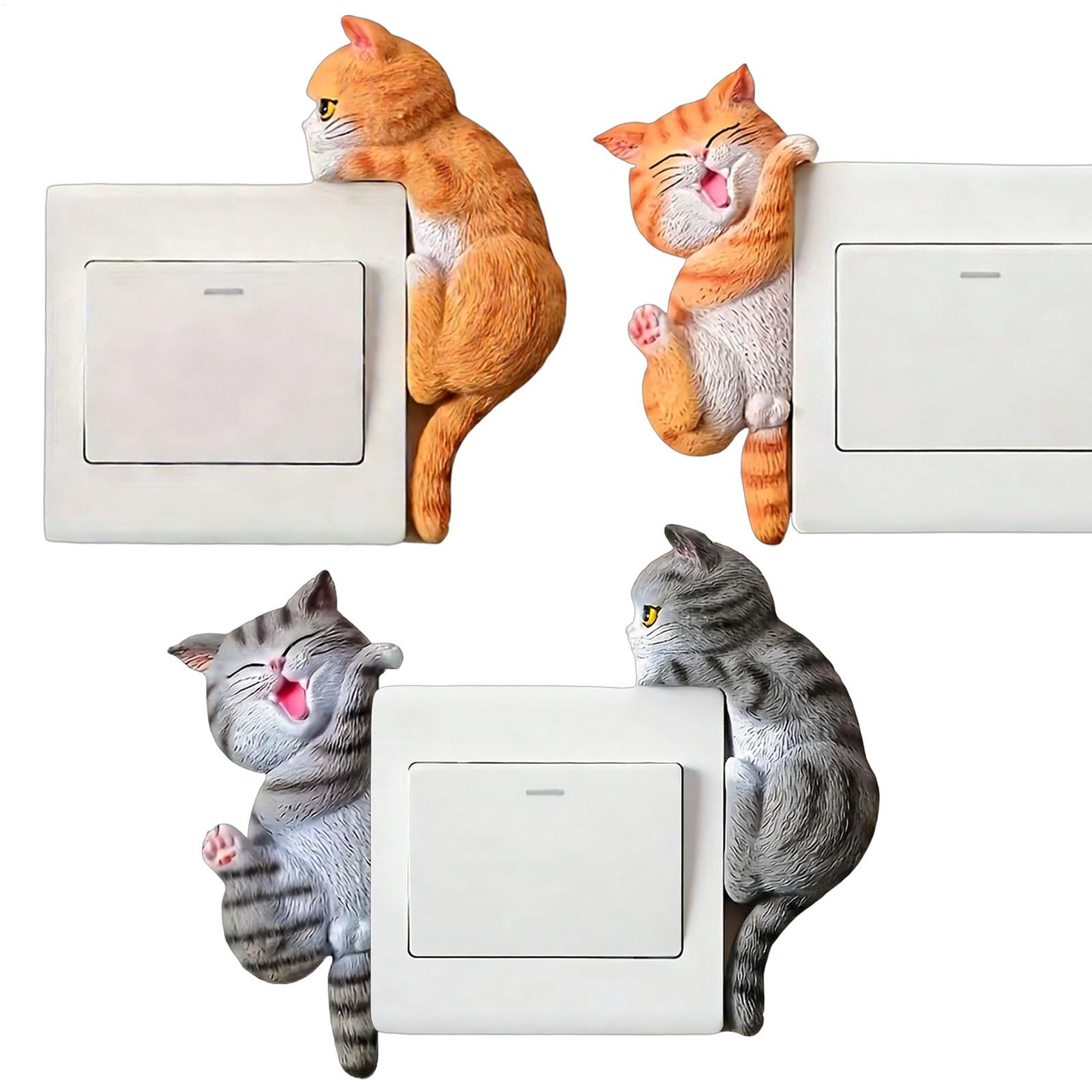 Outlet Cover Childproof - Lichtknopf-Aufkleber 2-teilig Katzen-Dekor 2D Abnehmbare Steckdosenabdeckung
