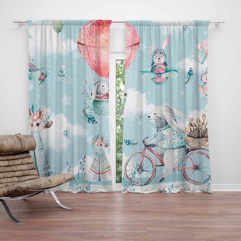 Baby Nursery Blackout Curtains - Little Bunny Kinderzimmer Vorhang Kinder Schlafzimmer