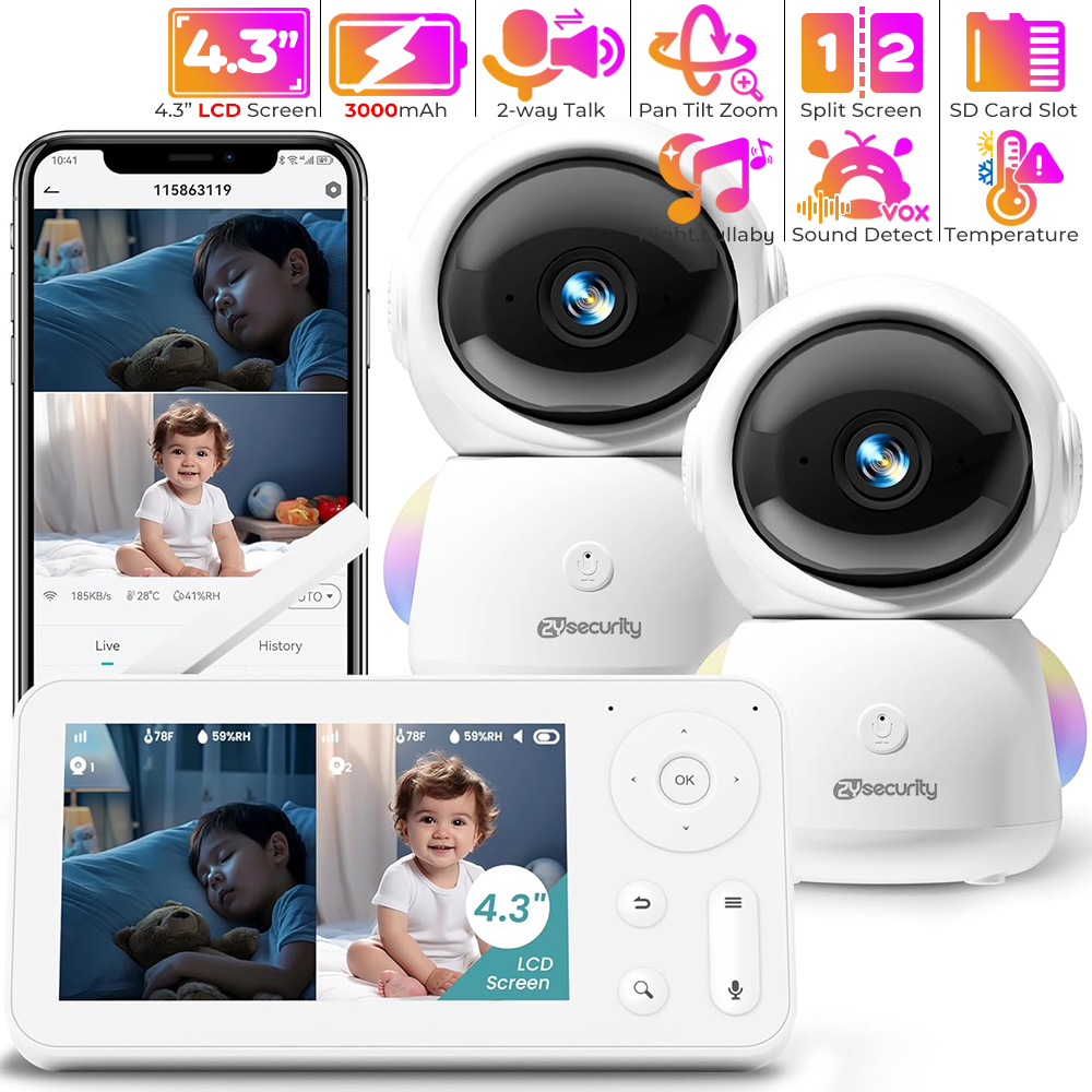 Baby Nursery Temperature - 2K Babyphone mit 2 Kameras und