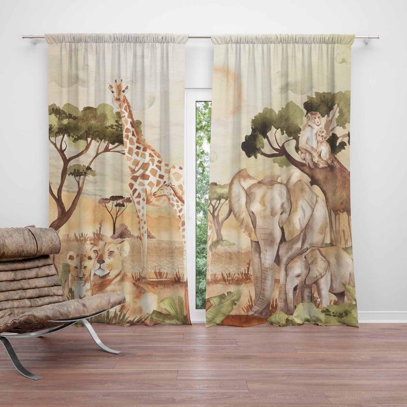 Baby Nursery Blackout Curtains - Vorhänge für Mama und Baby, Safari-Tiere,