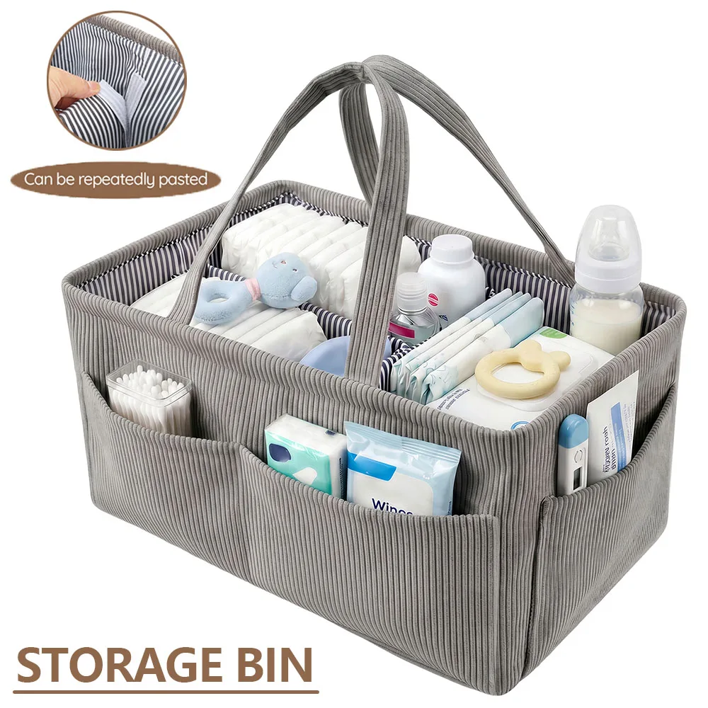 Diaper Caddy Organizer - Baby-Windel-Organizer, faltbarer Aufbewahrungskorb aus Cord für