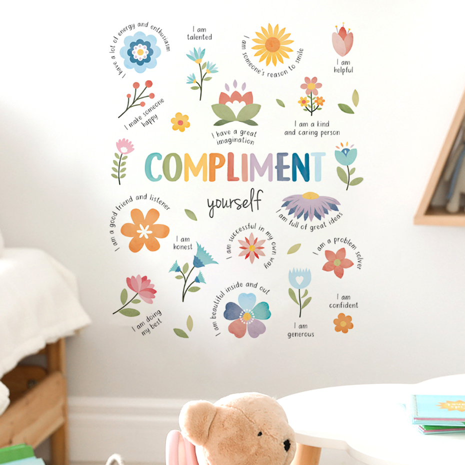 Baby Nursery Quotes - Bunte inspirierende Zitate Aquarell Wandaufkleber Kinder