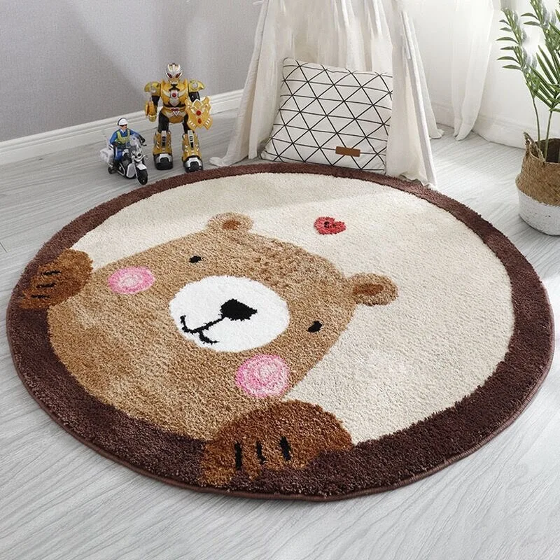 Baby Nursery Rug - VIKAMA Cartoon Runde Imitation Kaschmir Teppich