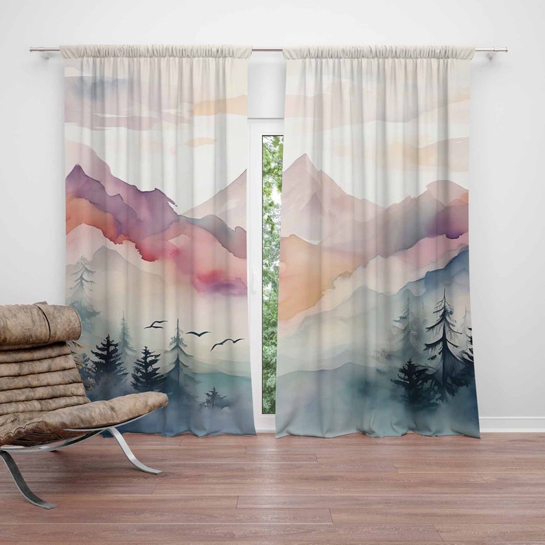 Baby Nursery Blackout Curtains - Mountain Forest Kinderzimmer Vorhang Kinder Schlafzimmer