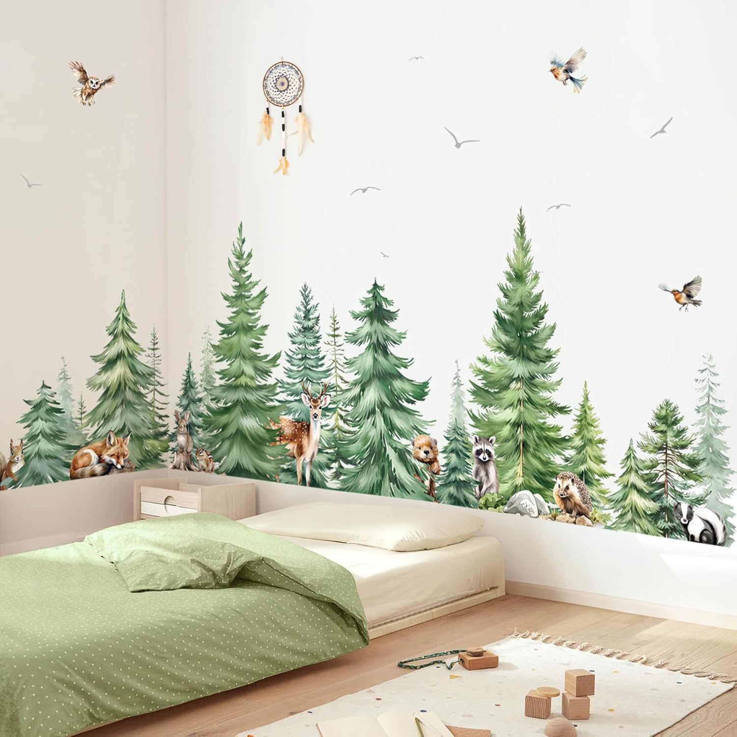 Baby Nursery Design - Große Aquarell Kiefer Tiere Wandaufkleber Kinderzimmer