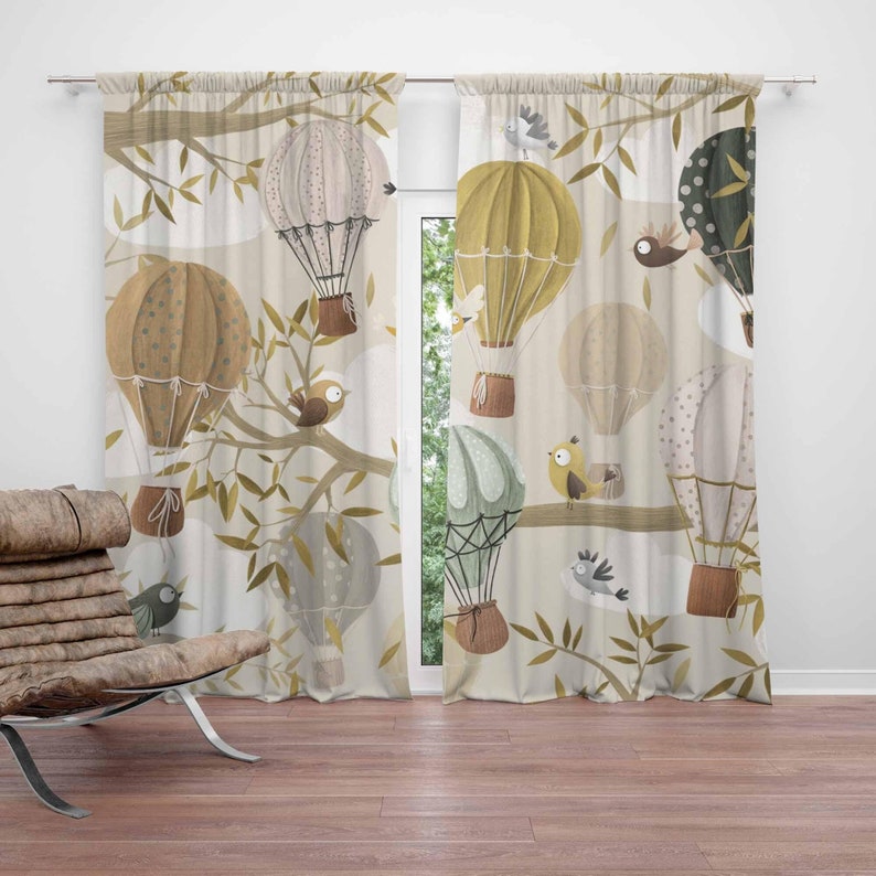 Baby Nursery Blackout Curtains - Heißluftballon Vorhänge Vogel Tier Kinder Schlafzimmer