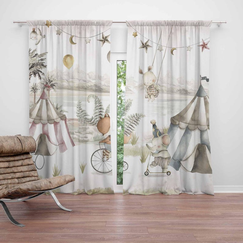 Baby Nursery Blackout Curtains - Zirkus Tiere Vorhänge Kinder Schlafzimmer Vorhänge