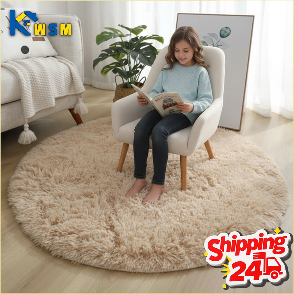 Baby Nursery Rug - Superweicher, flauschiger, runder Teppich aus Plüsch