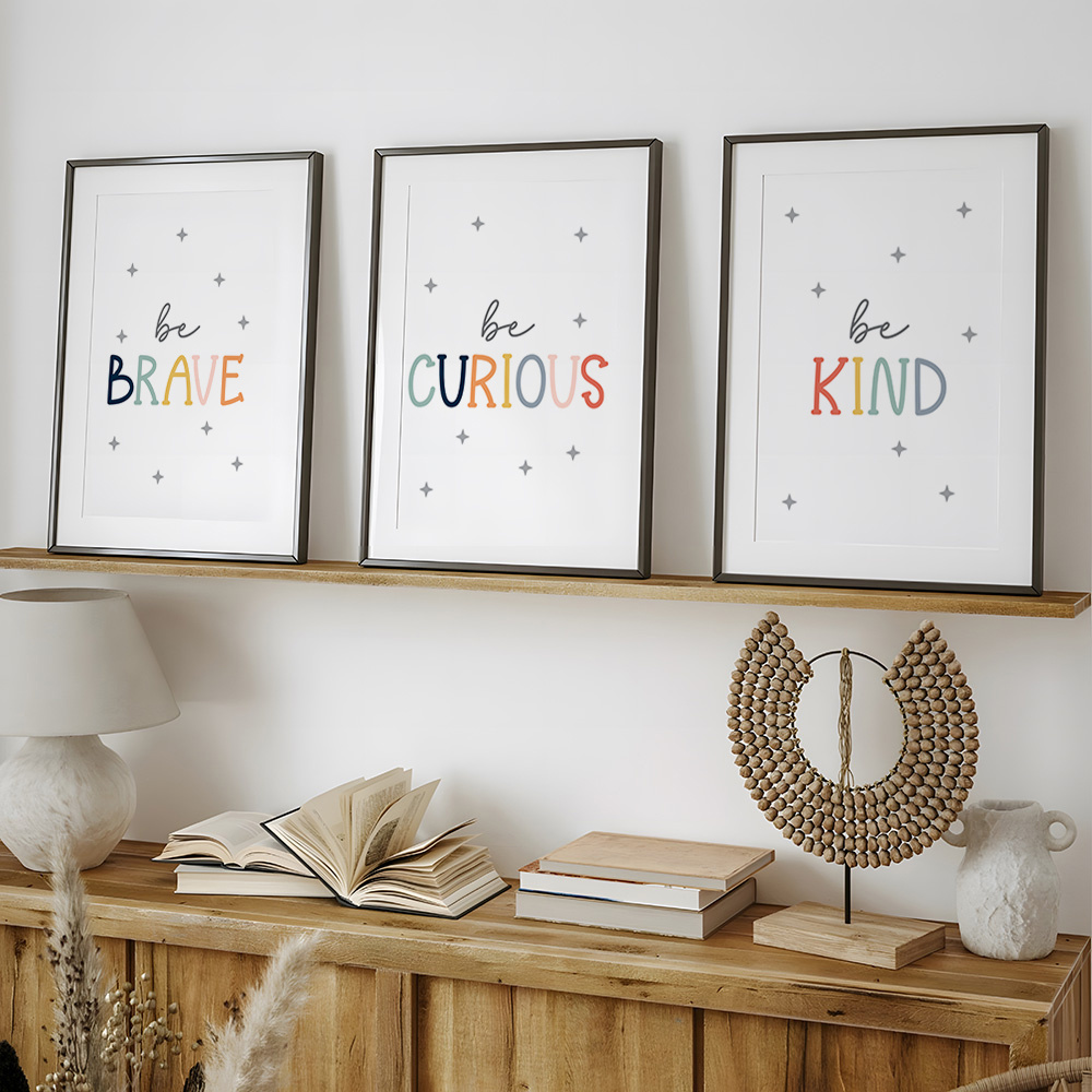 Baby Nursery Quotes - 3 Stück „Sei mutig und freundlich“
