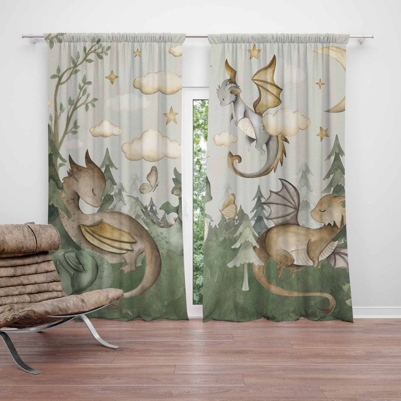 Baby Nursery Blackout Curtains - Kleiner Drache Kinderzimmer Vorhänge Tier Kinder