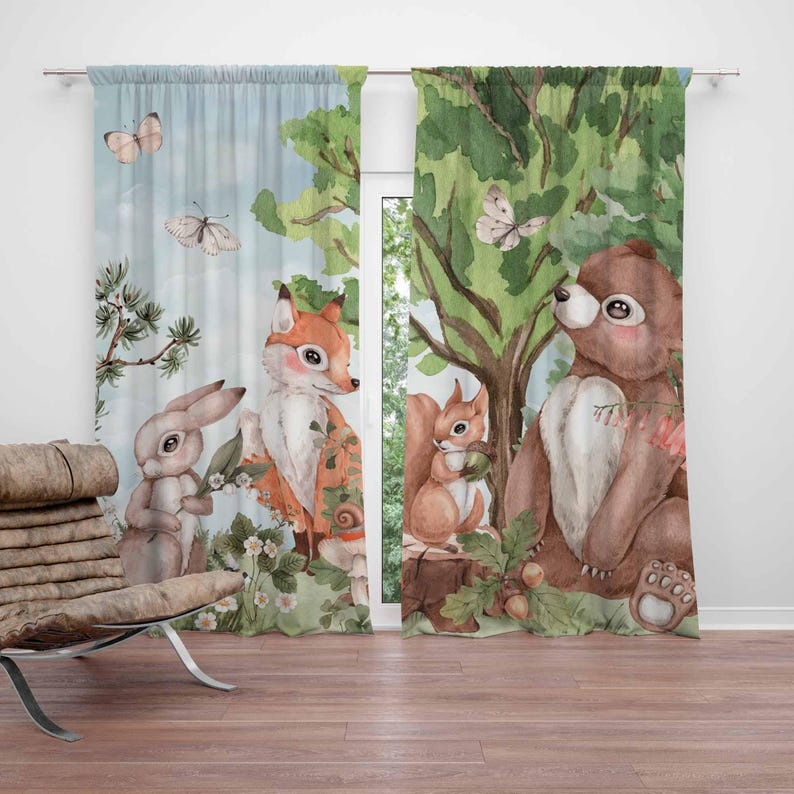 Baby Nursery Blackout Curtains - Waldtiere Vorhänge Kinder Schlafzimmer Vorhänge Spielzimmer