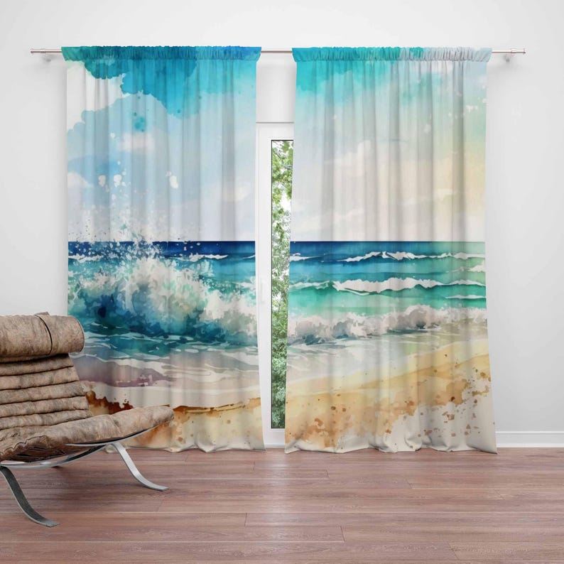Baby Nursery Blackout Curtains - Meer Welle Vorhänge Ozean Natur Schlafzimmer