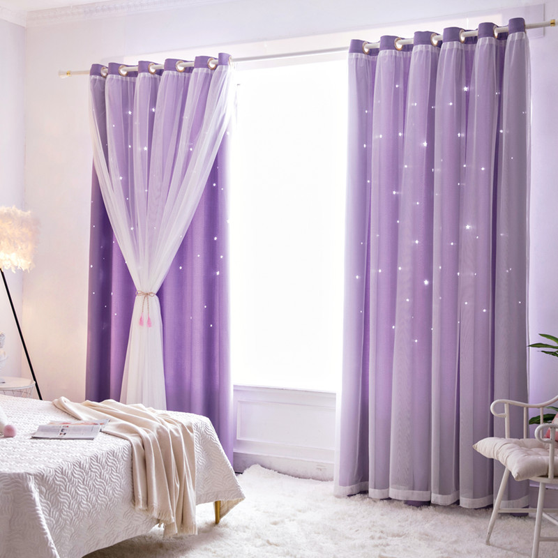 Baby Nursery Blackout Curtains - Kostenlose Anpassung, Kindervorhang, ausgehöhlte Sterne, Fenstervorhang,