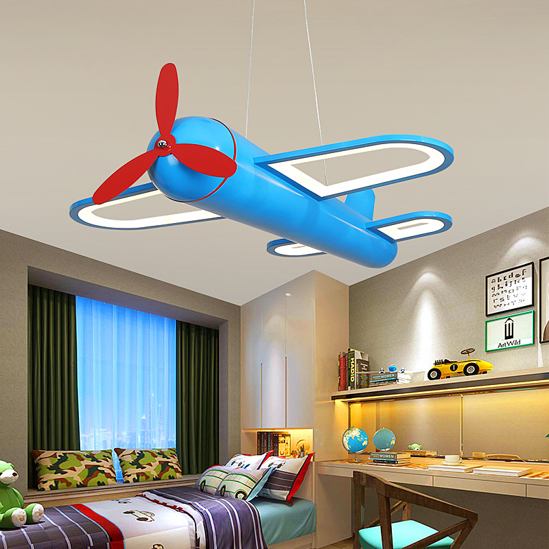 Baby Nursery Yellow - Kreative blau-gelbe Flugzeug-Pendelleuchte für Schlafzimmer, Kinderzimmer,