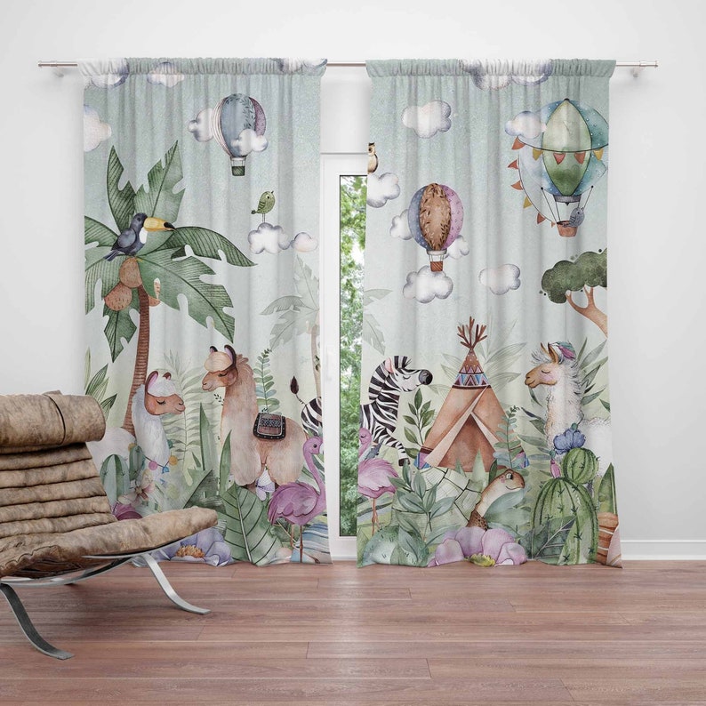 Baby Nursery Blackout Curtains - Safari Tiere Party Kinderzimmer Vorhang Kinder