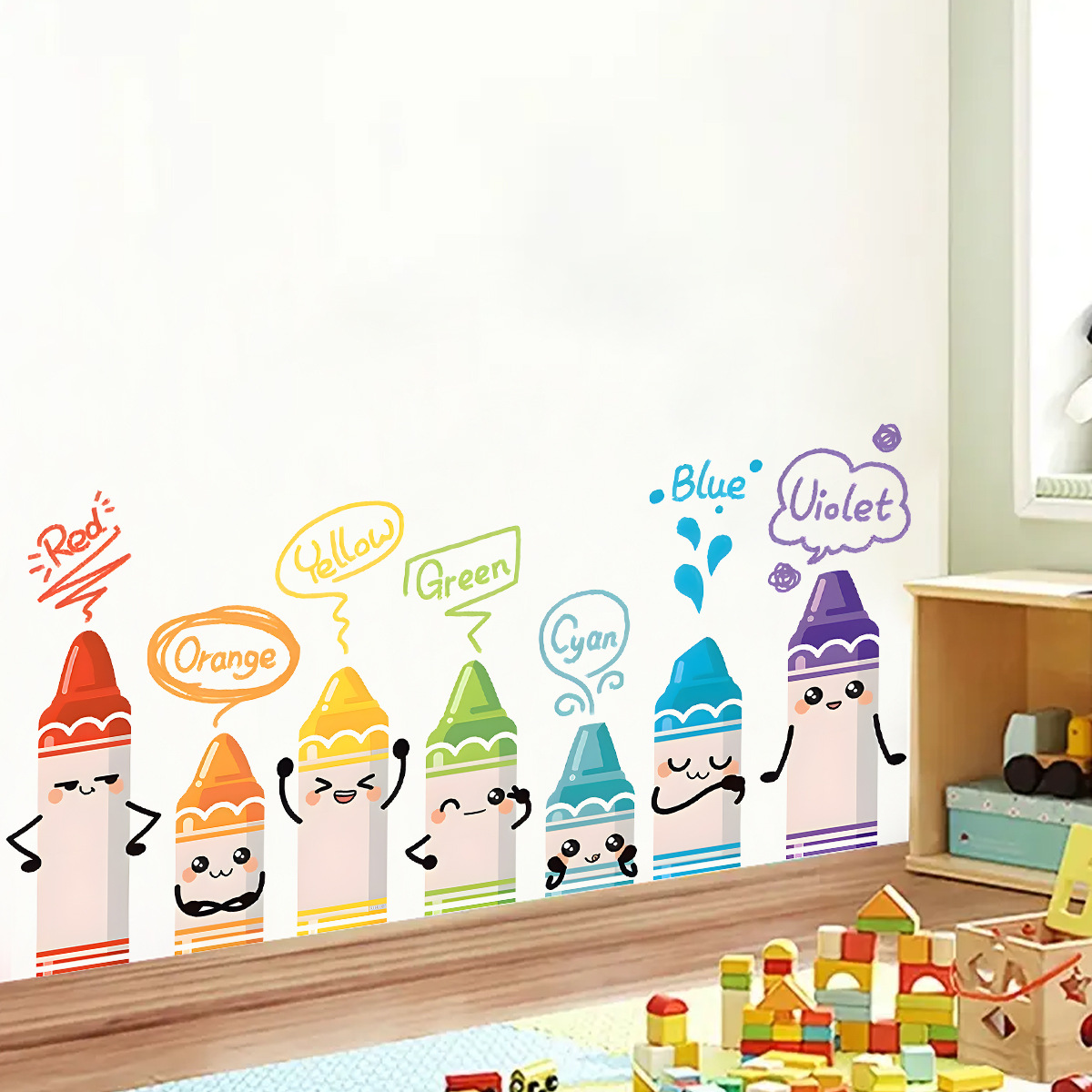 Baby Nursery Design - Cartoon süße bunte Kreide Muster Wandaufkleber