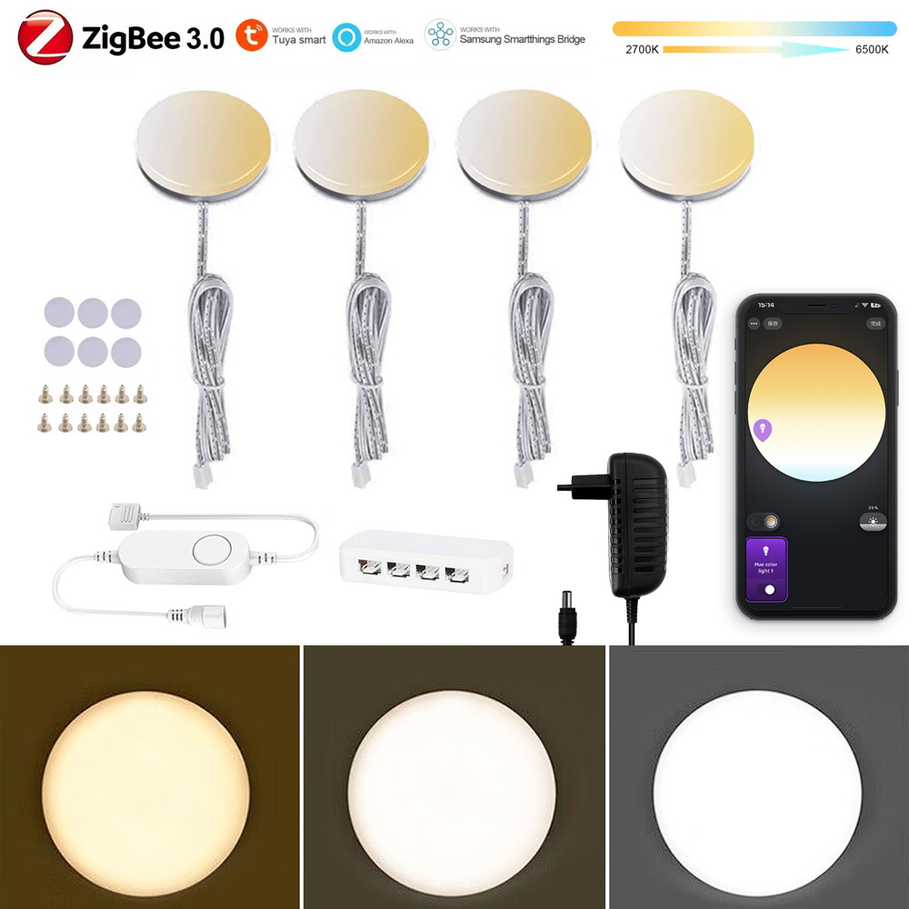 Drawer Dresser White - Zigbee 3.0 Runde Dual-LED-Unterbauleuchte mit Weißlicht