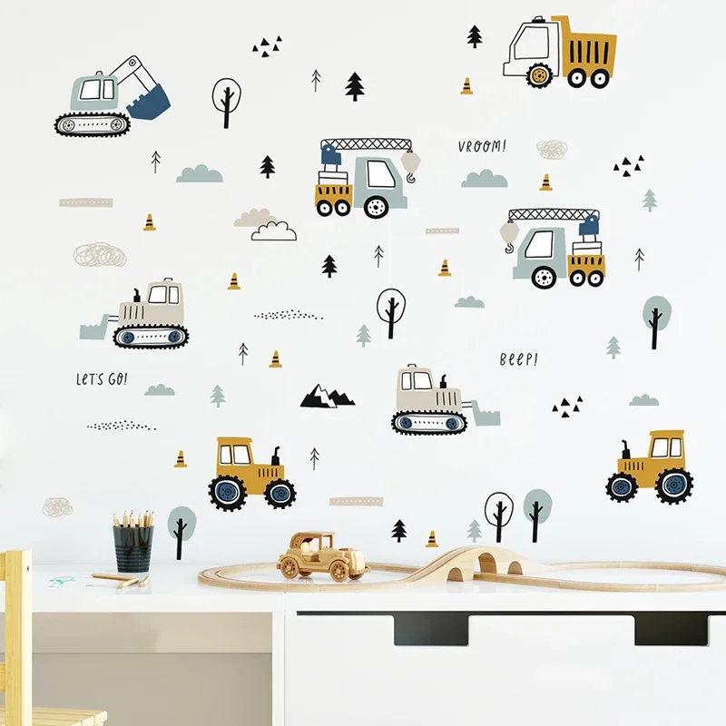 Baby Nursery Design - Handgezeichnete süße Autos für Fracht, LKW,