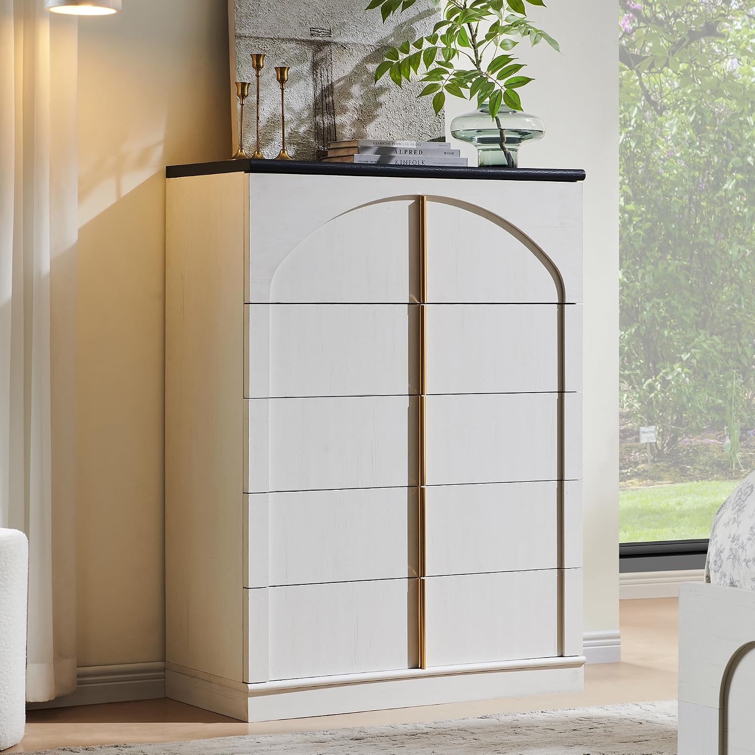 Drawer Dresser White - 44 Zoll hohe Kommode mit 5