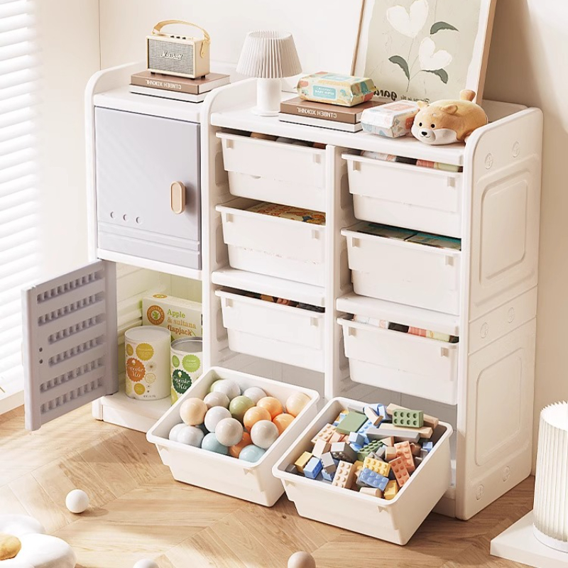 Baby Nursery Bookshelf - Kinderspielzeug-Aufbewahrungsorganizer mit Sortierboxen Kindersicherer Spielzimmerschrank für