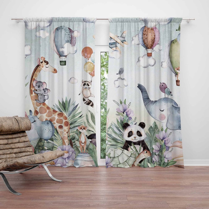 Baby Nursery Blackout Curtains - Safari Tier Party Kinderzimmer Vorhang Kinder