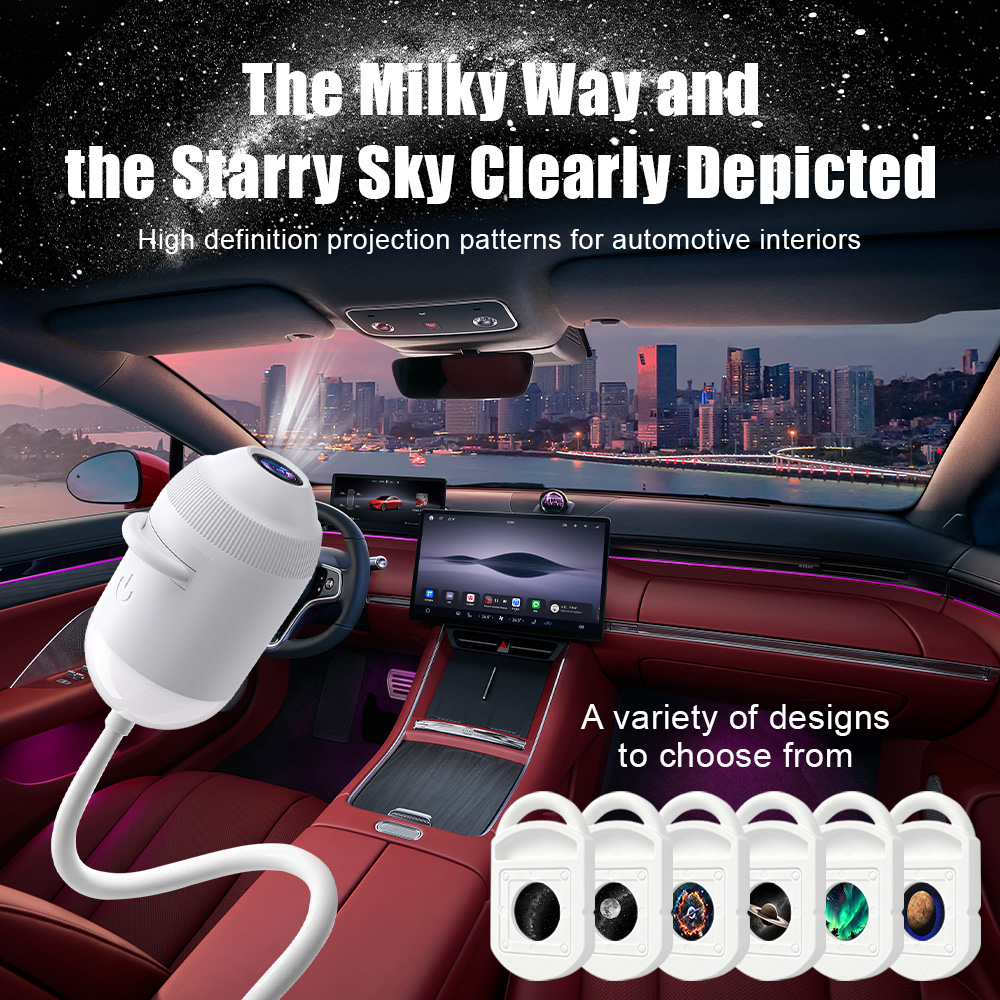 Night Light Projector Stars - Auto-USB-Sternenprojektor-Licht 3/6/12/24 in 1 Touch-Flexibler Schlauch