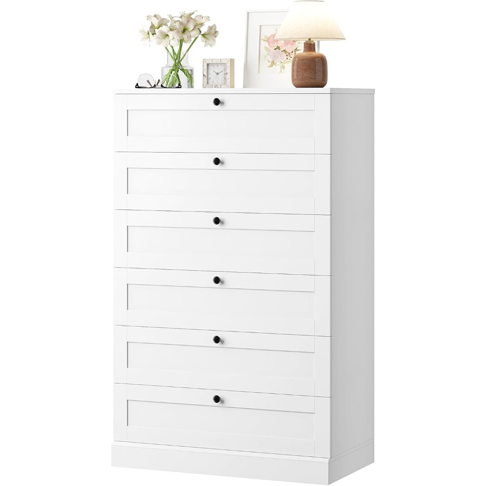 Drawer Dresser White - Exquisite weiße Kommode mit 6 Schubladen