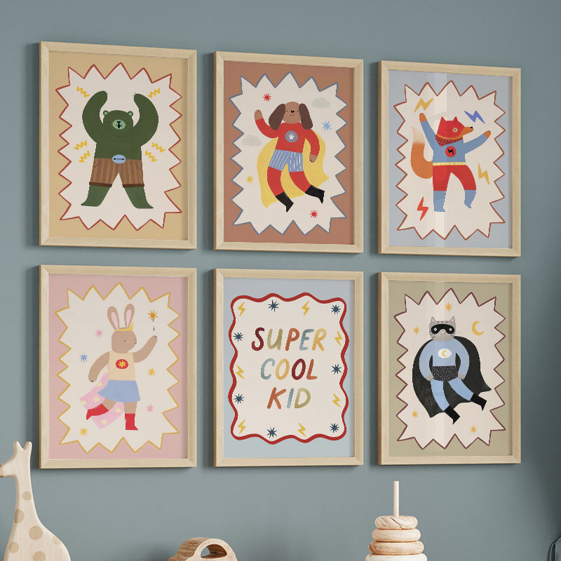 Baby Nursery Design - Lustige Cartoon-Wandkunst für Kinderzimmer, Leinwandgemälde mit