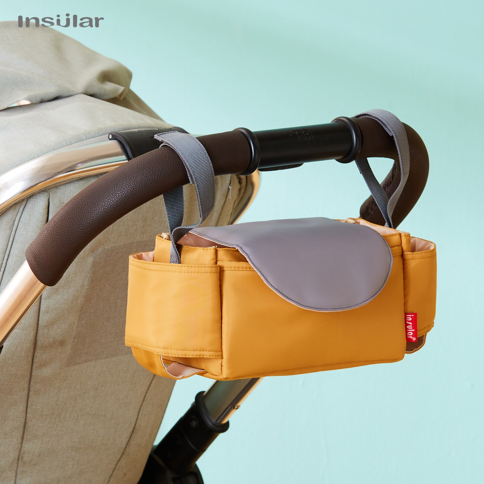 Diaper Caddy Organizer - INSULAR Kinderwagen-Organizer, Wickeltasche mit Becherhalter, Hängekorb,