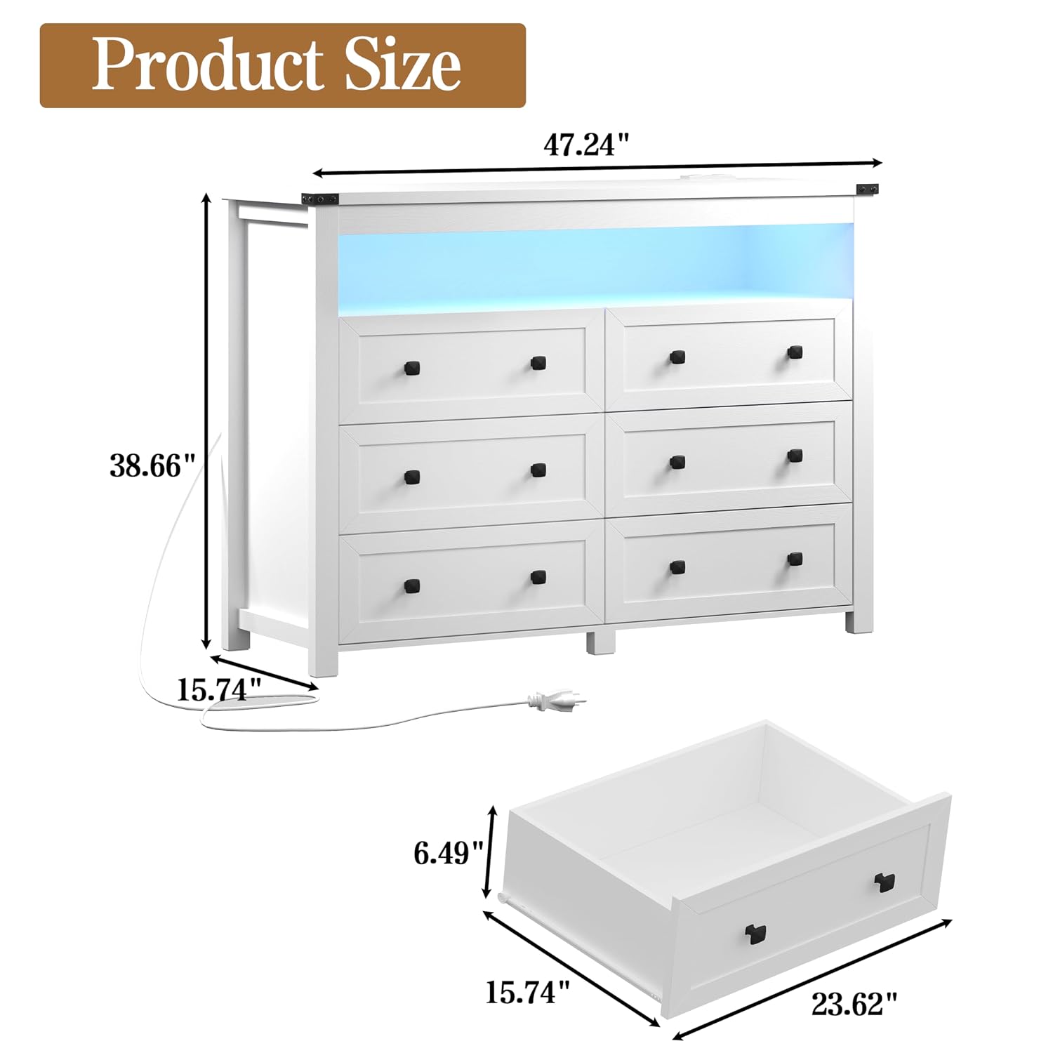 Weiße 6-Schubladen-Kommode mit – Drawer Dresser White Bewertung und Preis