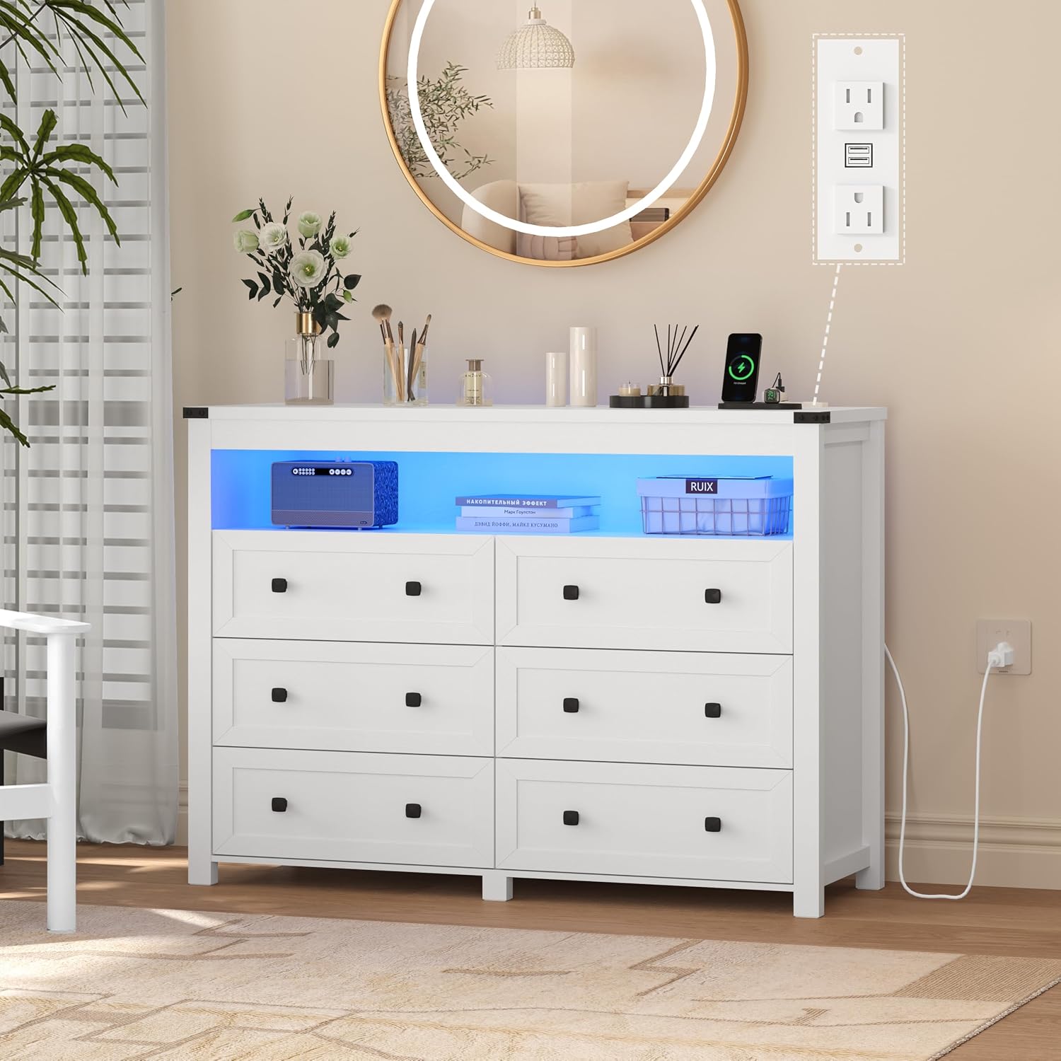 Weiße 6-Schubladen-Kommode mit – Drawer Dresser White Bewertung und Preis