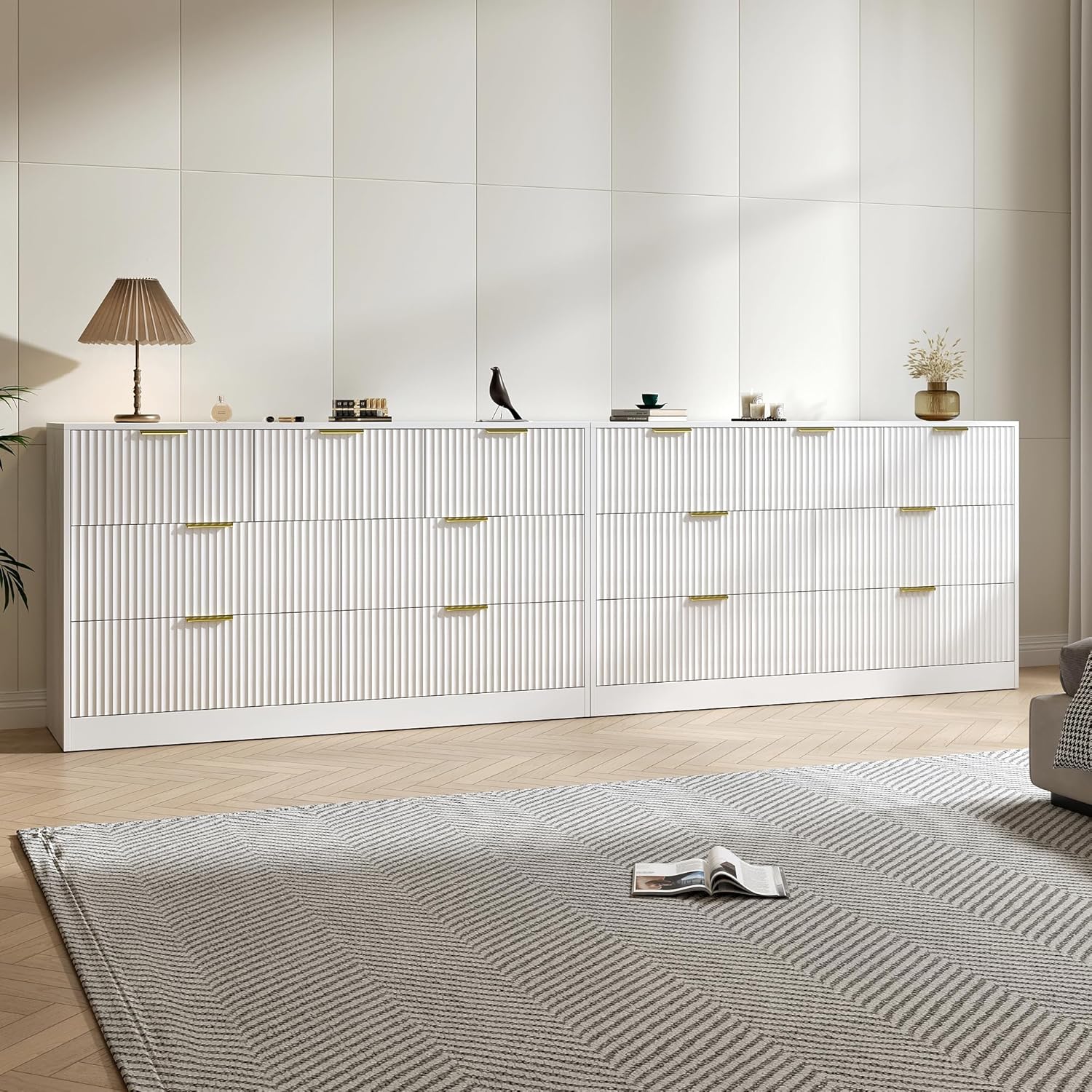 # Weißes Holz-Langkommoden-Set – Drawer Dresser White Bewertung und Preis