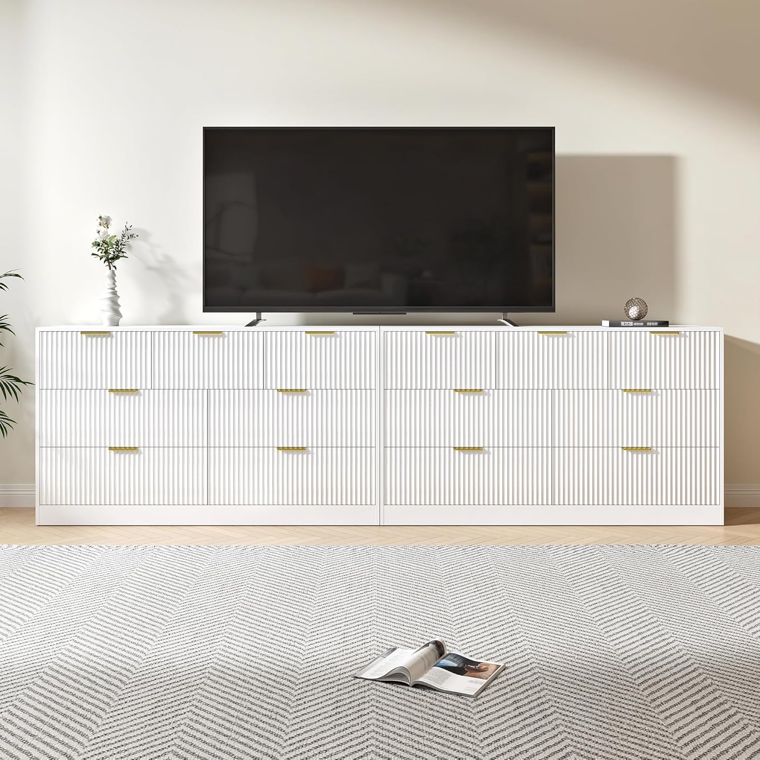 # Weißes Holz-Langkommoden-Set – Drawer Dresser White Bewertung und Preis