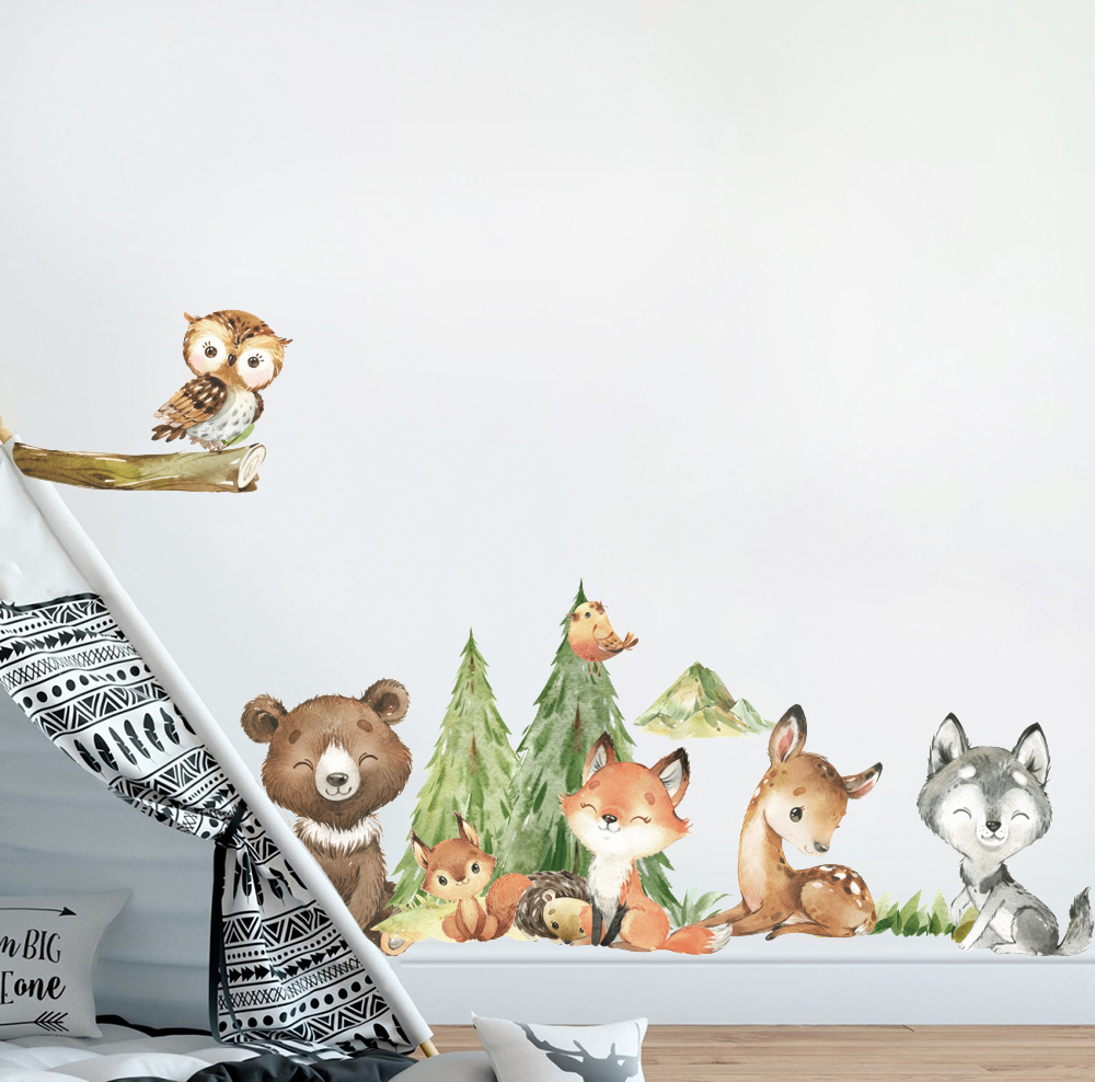Cartoon Aquarell Wald Tier Wan – Baby Nursery Design Bewertung und Preis