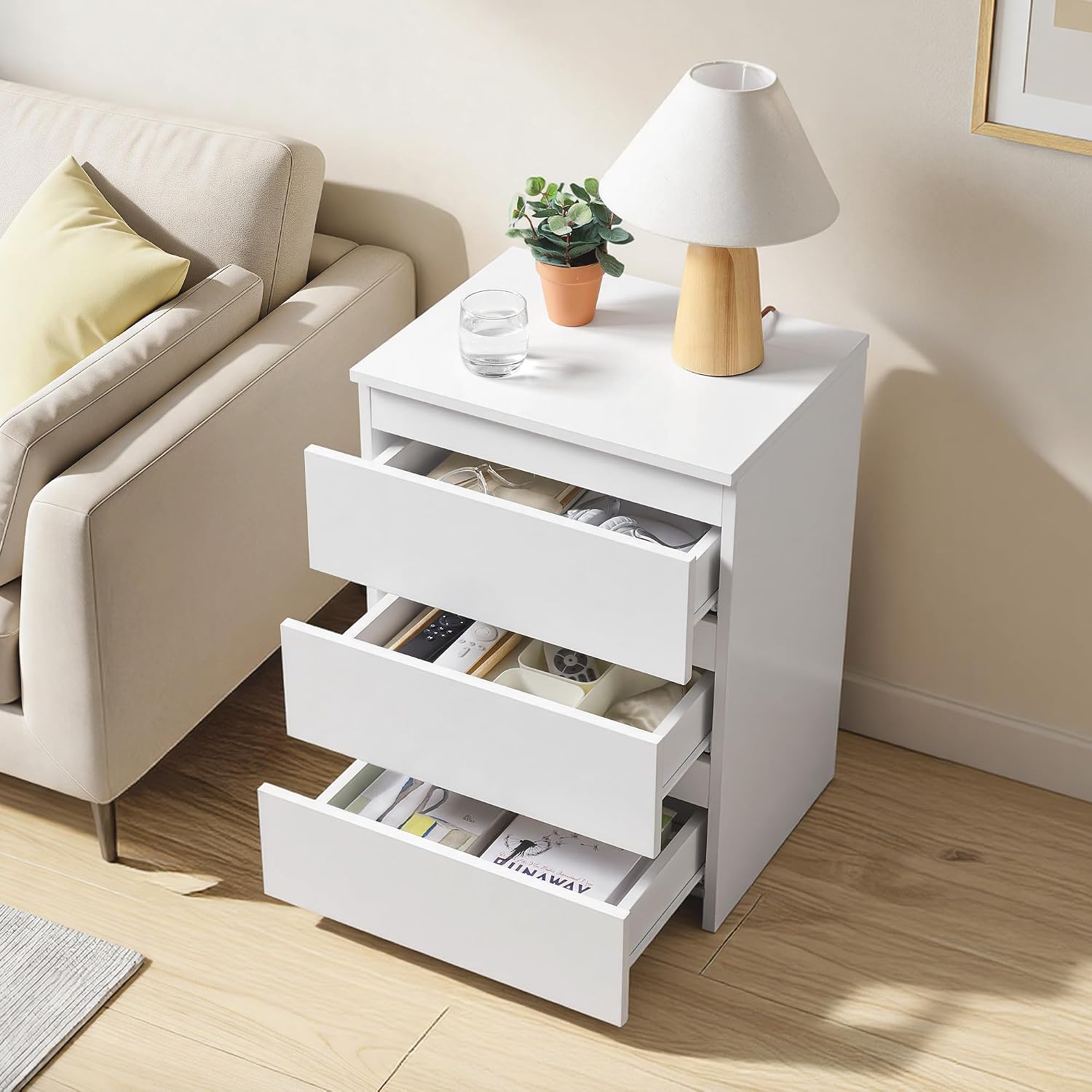 Kleiner Nachttisch mit 3 Schub – Drawer Dresser White Bewertung und Preis