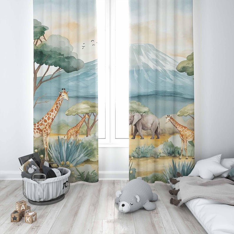 Safari Tiere Kinder Vorhänge B – Baby Nursery Blackout Curtains Bewertung und Preis
