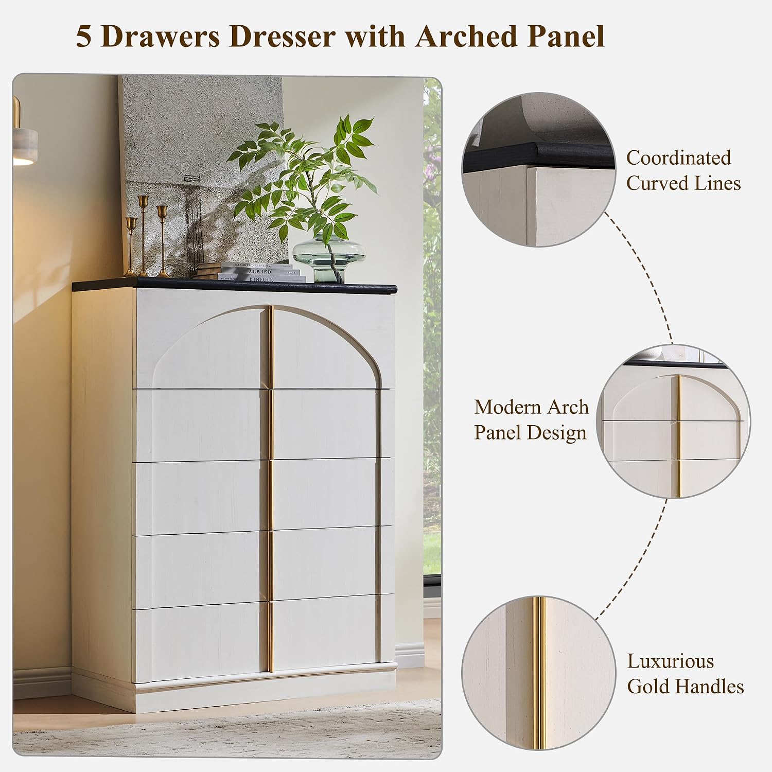 44 Zoll hohe Kommode mit 5 Sch – Drawer Dresser White Bewertung und Preis